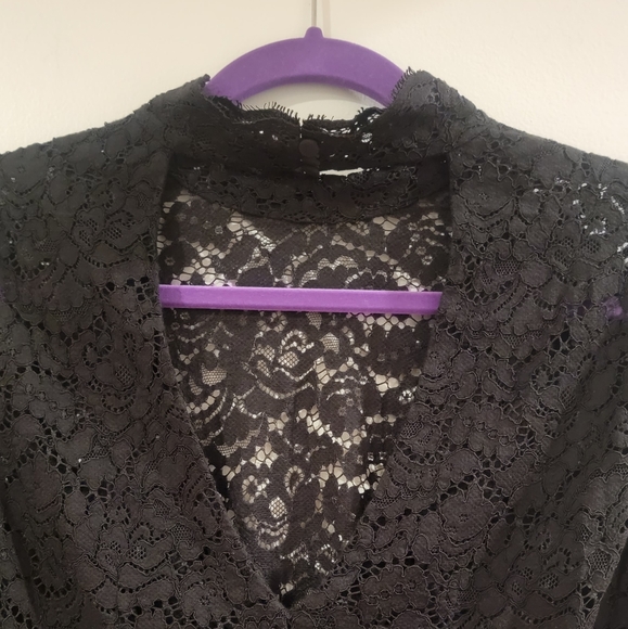 & Other Stories High Neck Bodycon Lace Longsleeve Scalloped Hem Dress Size 6 - Picture 5 of 12